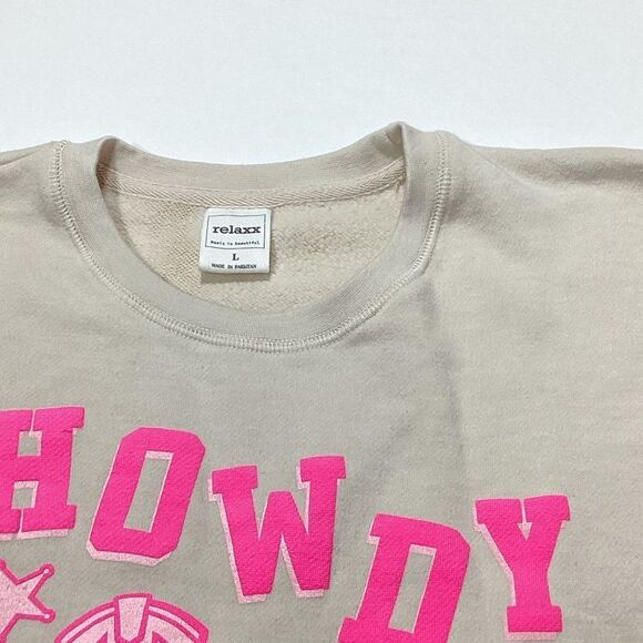 Relaxx Sweatshirt Howdy Western Theme Crop Pullover L - Picture 6 of 11